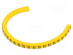 Marker: cable | Marking: N | 1.3&divide;3mm | PVC | yellow | leaded | PA-02 | L: 3mm