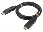 Cable | HDMI plug movable 360&deg;,both sides | PVC | 2m | black | 30AWG