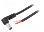 Cable | 1x1mm2 | wires,DC 5,5/2,5 plug | angled | black | 1.5m | round