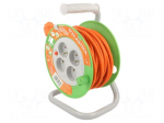 Extension lead | 3x1mm2 | 10m | PVC | orange | Sockets no: 4 | reel | 10A