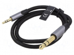 Cable | Jack 3.5mm 3pin plug,Jack 6,3mm 3pin plug | 0.5m | black
