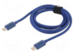 Cable | USB 2.0 | USB C plug,both sides | 1.2m | blue | textile | 100W