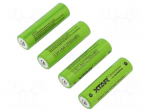 Re-battery: Li-Ion | AA | 1.5V | 1800mAh | &Oslash;14.3x50.3mm | 4pcs.