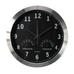 ALUMINIUM WALL CLOCK WITH THERMOMETER & HYGROMETER - &Oslash; 35.5 cm