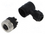 Connector: M12 | plug | PIN: 4 | female | 125V | angled | IP67 | for cable
