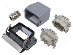 Connector: HDC | male + female | HE | PIN: 6 | 24A | 500V | 6+PE | size 3