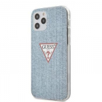 Back panel cover Guess - iPhone 12/12 Pro PC/TPU Denim Triangle Cover Light Blue