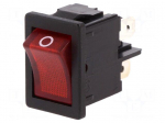 ROCKER | DPST | Pos: 2 | ON-OFF | 4A/250VAC | red | IP40 | filament lamp