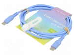 Cable | USB 2.0 | USB C plug,both sides | 1.5m | blue | silicone | 60W
