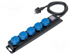 Extension lead | 3G1.5mm2 | 4.5m | rubber | black | Sockets no: 5 | 16A
