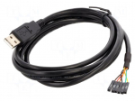 Cable | USB 2.0 | USB A plug,1pin pin header x6 | 1.8m | black | 26AWG