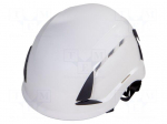 Protective helmet | vented,with 4-point chin strap | white | ABS