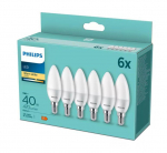 PHILIPS LED 40W B35 E14 Silti balta 2700K matēta 6 gab spuldze 8719514313446 929003541164
