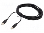 Cable | USB 2.0 | USB A plug,USB B plug | 5m | black | 24AWG,28AWG