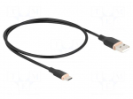 Cable | USB 2.0 | USB A plug,USB C plug | gold-plated | 0.5m | black