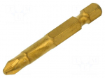 Screwdriver bit | Pozidriv&reg; | PZ2 | 1/4" | Overall len: 50mm