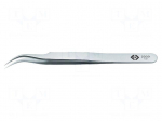 Tweezers | 110mm | for precision works | Blades: curved,narrowed