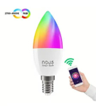 Spuldze LED E14, 230V, 4,5W, 380lm, 2700K - 6500K, RGB, SMART Wi-Fi, vadāma caur aplikāciju, TUYA / Smart Life, P4, NOUS