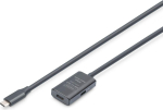 Digitus Aktives USB 3.2 Gen 1 Verl&auml;ngerungskabel, USB-C Stecker > USB-C Buchse (Black, 5 Meter, Repeater Kabel)