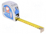 Measuring tape | L: 8m | Width: 25mm | Enclos.mat: ABS