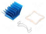 Heatsink: extruded | grilled | BGA | blue | L: 21mm | W: 21mm | H: 17.5mm