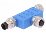T adapter | M8 male,M8 female x2 | PIN: 3 | T | IP67 | Polarisation: A