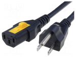 Cable | NEMA 5-15 (B) plug,IEC C13 female | 2m | with locking | PVC