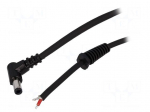 Cable | wires,DC 5,5/2,5 plug | angled | 1mm2 | black | 1.5m | -20&divide;70&deg;C