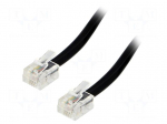Cable: telephone | RJ11 plug,both sides | 15m | black