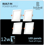 Komplekt 4 ruudukujulist Valgusti s&uuml;vistatav LED-paneeli 12W 4000K 168x168x29 koos sisseehitatud toi