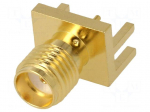 Connector: SMA | plug | female | card edge | straight | 50&Omega; | SMT | PTFE