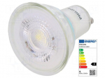 LED lamp | white cold | GU10 | 230VAC | 390lm | P: 4.6W | 36&deg; | 6500K