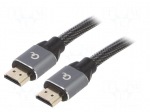 Cable | HDMI plug,both sides | textile | HDMI 2.0 | 1m | black | 28AWG
