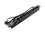 1U Power supply block/ 9 sockets/ plastic housing/ with switch