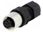 Connector: M12 | plug | PIN: 8 | female | 30V | straight | IP67,IP68 | 2A