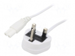 Cable | 2x0.75mm2 | BS 1363 (G) plug,IEC C7 female | PVC | 5m | white