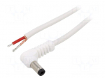 Cable | 1x1mm2 | wires,DC 5,5/2,5 plug | angled | white | 1.5m | round