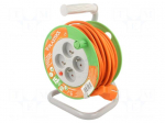 Extension lead | 3x1mm2 | 15m | PVC | orange | Sockets no: 4 | reel | 10A
