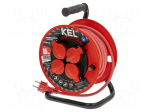 Extension lead | 3x1.5mm2 | 15m | rubber | red | Sockets no: 4 | reel | 16A