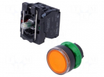 Switch: push-button | 22mm | Stabl.pos: 1 | NC + NO | orange | LED | 230V