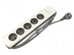 Extension lead | 3x1.5mm2 | 1.8m | white,grey | Sockets no: 5 | 16A