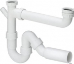 Double siphon S-type, w.masch.connec.11/2"x50mm