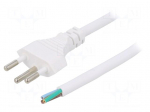 Cable | 3x1mm2 | wires,SEV-1011 (J) plug | PVC | 5m | white | 10A | 250V