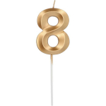 Folat Glamor Cake Candle topper Number 8 (7cm) Metallic Gold