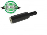 3.5mm FEMALE JACK CONNECTOR - BLACK PLASTIC STEREO