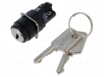 Switch: rotary with key | 16mm | Stabl.pos: 2 | NC + NO | 51 | Pos: 2