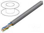Wire | U/UTP | 4x2x23AWG | CCA | wire | PVC | grey | 100m | &Oslash;cable: 5.5mm