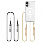 Other Phone Accessory Tech-Protect  Tech-Protect FlexAir Chain MagSafe iPhone 16 Case - Clear + 2 Lanyards (Black & Taupe)