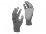 Protective gloves | Size: 10 | grey | polyester,PU | 12pcs.