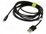 Cable | USB 2.0 | Apple Lightning plug,USB A plug | 2m | black
